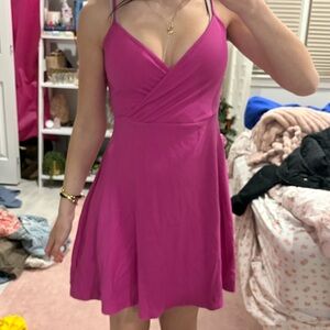 Vibrant Pink Spaghetti Strap Dress​